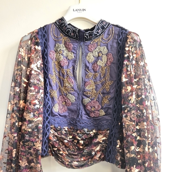 New Free People x REVOLVE Camille Top in Black Combo Size XS NWOT - Picture 9 of 13